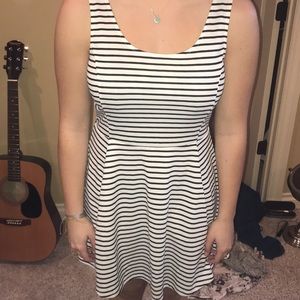 striped black and white dress